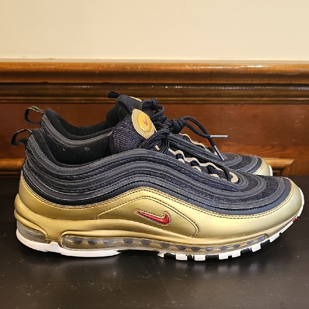Nike Air Max 97 Sneakers - Black, Gold, and Red